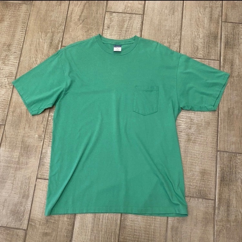 VTG Old Navy Tee XL Green Single Stitch Pocket Cotton Blank Short Sleeve T-Shirt